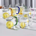 فناجين شفاف بإيد ملونة(عدد 6)