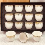 طقم فناجين قهوة سادة عدد 12 مذهب