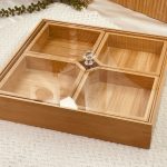 مضيفة خشب بامبو مقطعة مع غطا