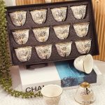 طقم فناجين قهوة سادة مذهب عدد 12