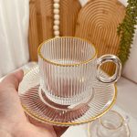 طقم فناجين شاي 12+12 محزز مذهب