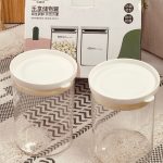 طقم مرطبانات زجاج غطا محكم 2 قطعة