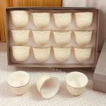 طقم فناجين سادة محفر عدد 12