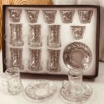 طقم 6كاسات شاي/قرفة+6فناجين سادة