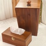 طقم سلة + علبك محارم خشب ثقيل