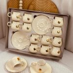 طقم فناجين قهوة حلوة بورسلان مذهب عدد 12+12