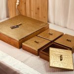 طقم مضايف خشبي هندي غطا نحاس هندي 5 قطع