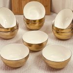 طقم زبادي بورسلان ذهبي عدد 12