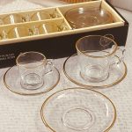 طقم فناجين قهوة حز ذهبي 6+6