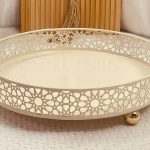 مضيفة بدون غطا صينية تقديم معدن قطر 30 سم