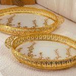 طقم صواني تقديم زجاج مورد