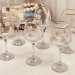 طقم 6 كاسات عصير برجل تركي رسمة وردة