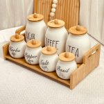 طقم بهار بورسلان 7 قطع ستاند خشب