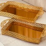 طقم صواني تقديم زجاج عسلي