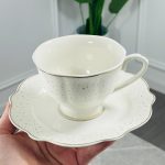 طقم فناجين شاي كبير 6+6 بورسلان منقط ذهبي