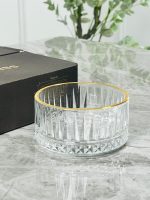 ⁦طقم 6 صحون مكسرات شفاف حز ذهبي⁩ - الصورة ⁦2⁩