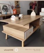 ⁦طاولة وسط خشبي وأبيض⁩ - الصورة ⁦4⁩